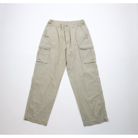 Vtg 90s Y2K Streetwear Mens 30x30 Distressed Baggy Wide Leg Cargo Pants Green